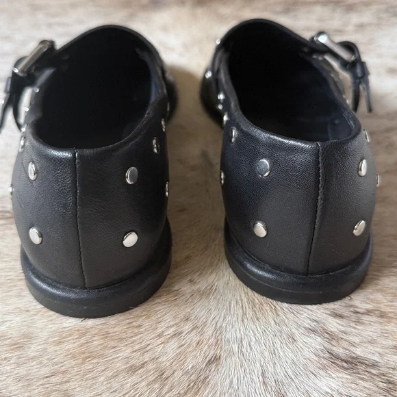 ME+EM Black Silver Studded Ballerina Flat 7 37 Leather Box + Bag Ballet - Picture 9 of 16